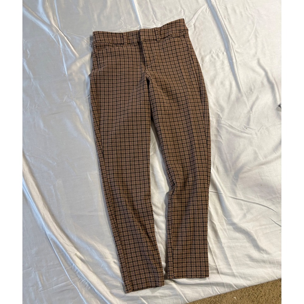 Old Navy High-Rise Pixie Skinny Ankle Pants Gold Houndstooth Brown 745524-00 0